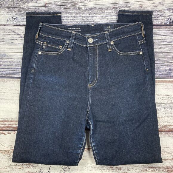 Ag Adriano Goldschmied The Mila Ankle Super High Rise Skinny Blue Jeans, Size 28 - Picture 2 of 8